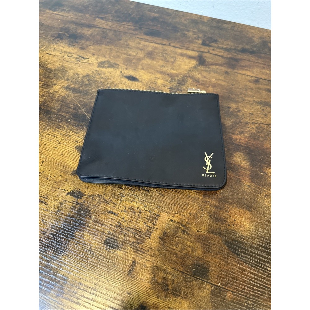YSL Toiletry Bag — Black Leatherette — 7.5" x 6.25" — GWP — NWOT
